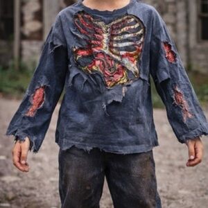 Zombie Costume Halloween Shirt Boys Scary Size Dead Grave Foam Boy Undead 8-10 M